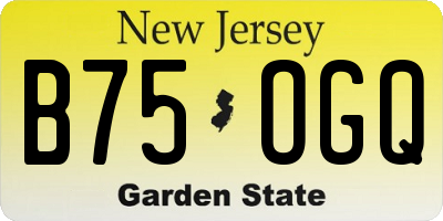 NJ license plate B75OGQ