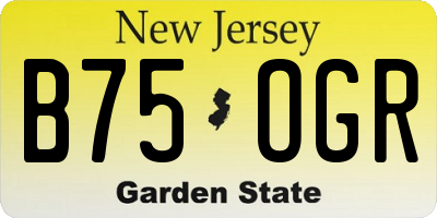NJ license plate B75OGR