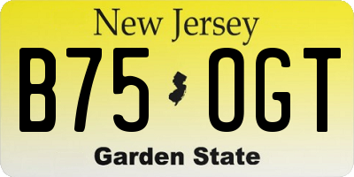 NJ license plate B75OGT