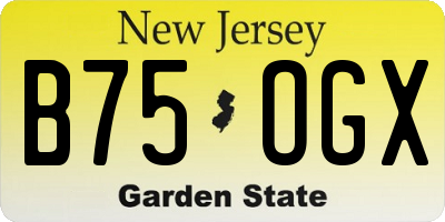 NJ license plate B75OGX