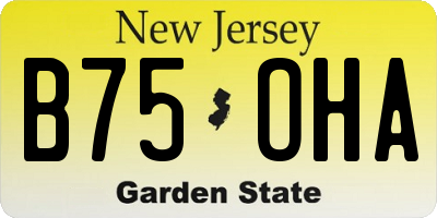 NJ license plate B75OHA