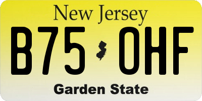 NJ license plate B75OHF