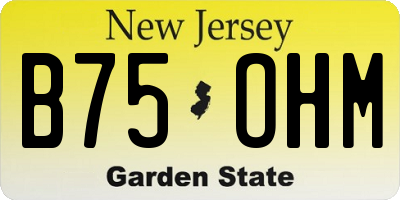 NJ license plate B75OHM