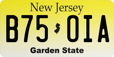 NJ license plate B75OIA