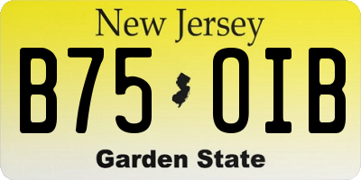 NJ license plate B75OIB