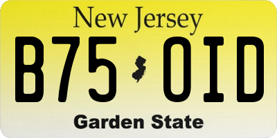 NJ license plate B75OID