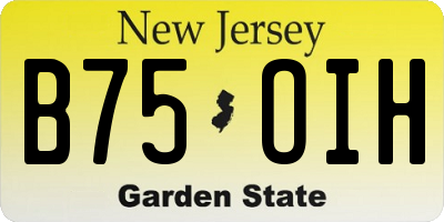 NJ license plate B75OIH