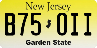 NJ license plate B75OII