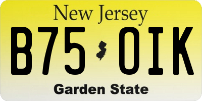 NJ license plate B75OIK