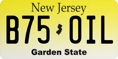 NJ license plate B75OIL