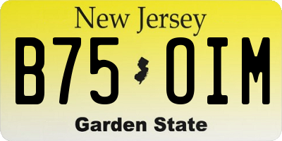 NJ license plate B75OIM