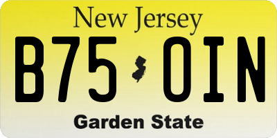 NJ license plate B75OIN