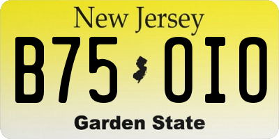 NJ license plate B75OIO