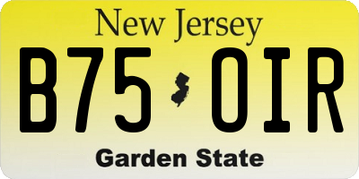 NJ license plate B75OIR