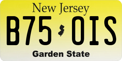 NJ license plate B75OIS