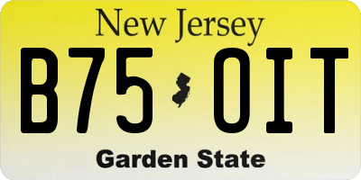 NJ license plate B75OIT