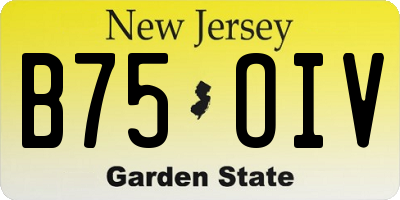 NJ license plate B75OIV