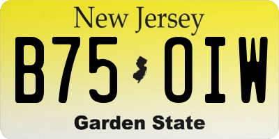 NJ license plate B75OIW