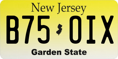 NJ license plate B75OIX