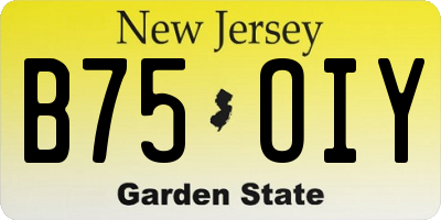 NJ license plate B75OIY