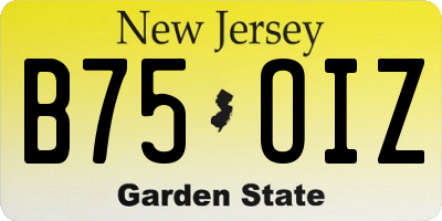 NJ license plate B75OIZ