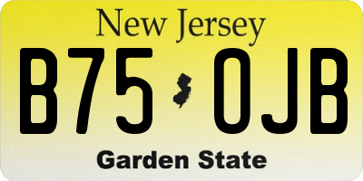 NJ license plate B75OJB