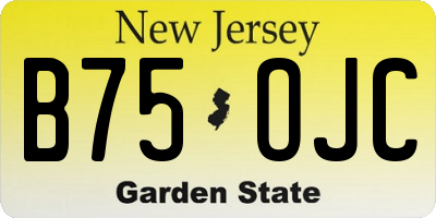 NJ license plate B75OJC