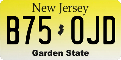 NJ license plate B75OJD