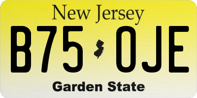 NJ license plate B75OJE