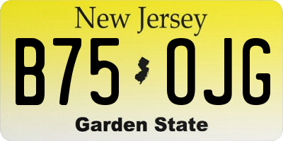 NJ license plate B75OJG