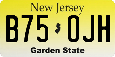 NJ license plate B75OJH