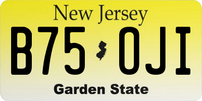 NJ license plate B75OJI