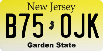NJ license plate B75OJK