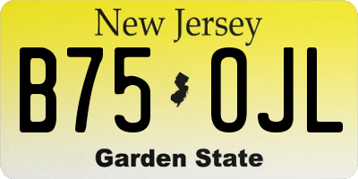 NJ license plate B75OJL