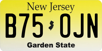 NJ license plate B75OJN