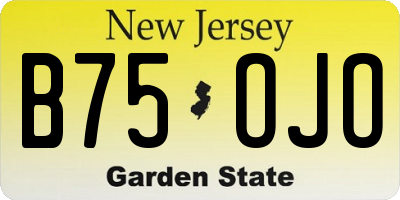 NJ license plate B75OJO