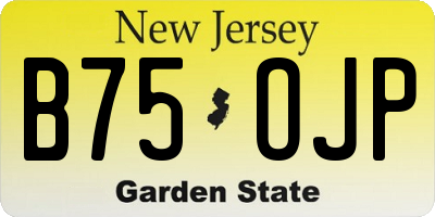 NJ license plate B75OJP