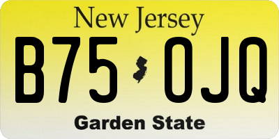 NJ license plate B75OJQ