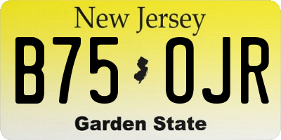 NJ license plate B75OJR