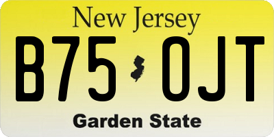 NJ license plate B75OJT