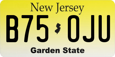 NJ license plate B75OJU