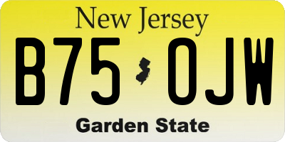 NJ license plate B75OJW