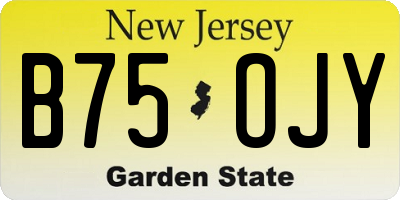 NJ license plate B75OJY