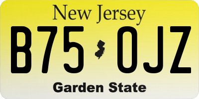 NJ license plate B75OJZ