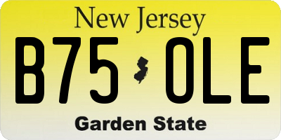 NJ license plate B75OLE