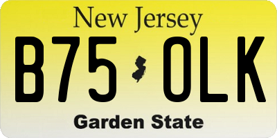 NJ license plate B75OLK