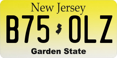 NJ license plate B75OLZ