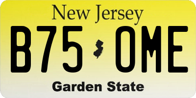 NJ license plate B75OME
