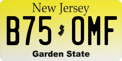 NJ license plate B75OMF