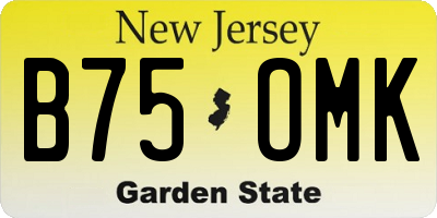 NJ license plate B75OMK